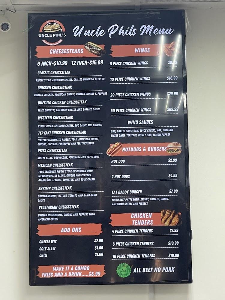 Uncle Phil's Cheesesteaks Menu image 1